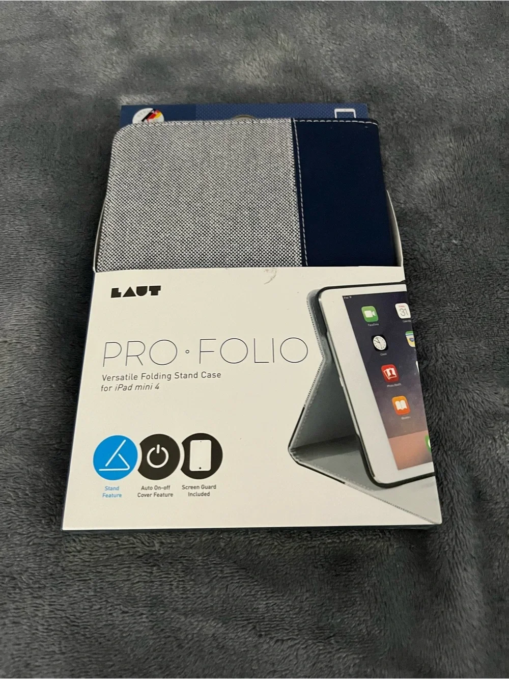 NWT Pro•Folio Folding Stand Case for iPad mini 4 - Blue/Gray